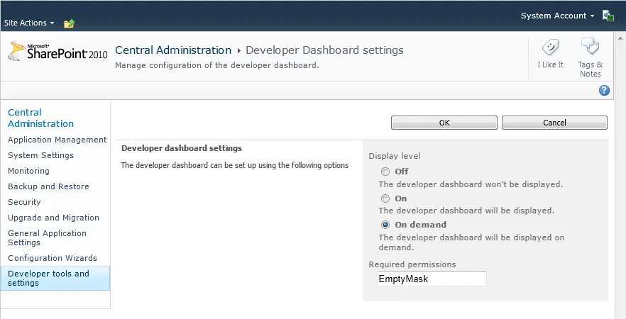 Developer tools and setting